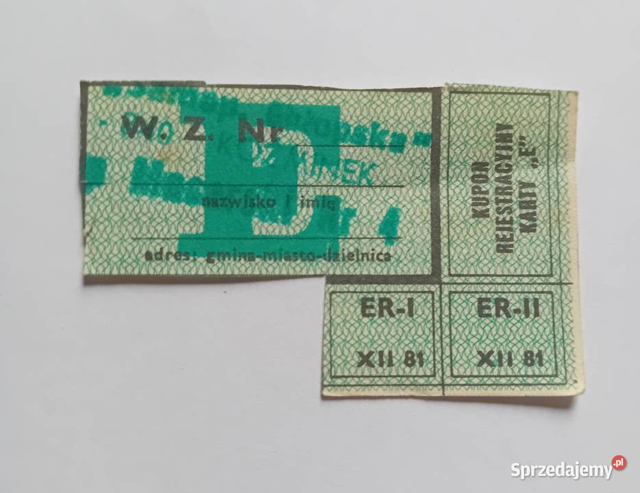 Kartka zaopatrzeniowa E XII 1981 Oryginał z Antyki, Sztuka, Kolekcje