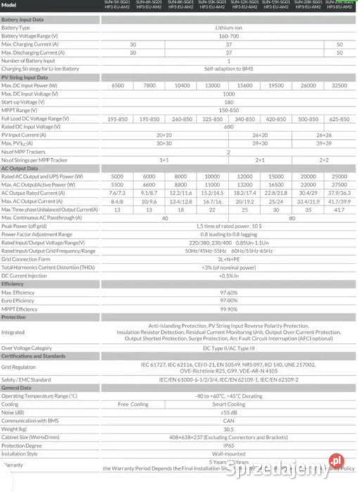Wyprzedaż DEYE 5KW SG01HP3 4899 brutto z VAT