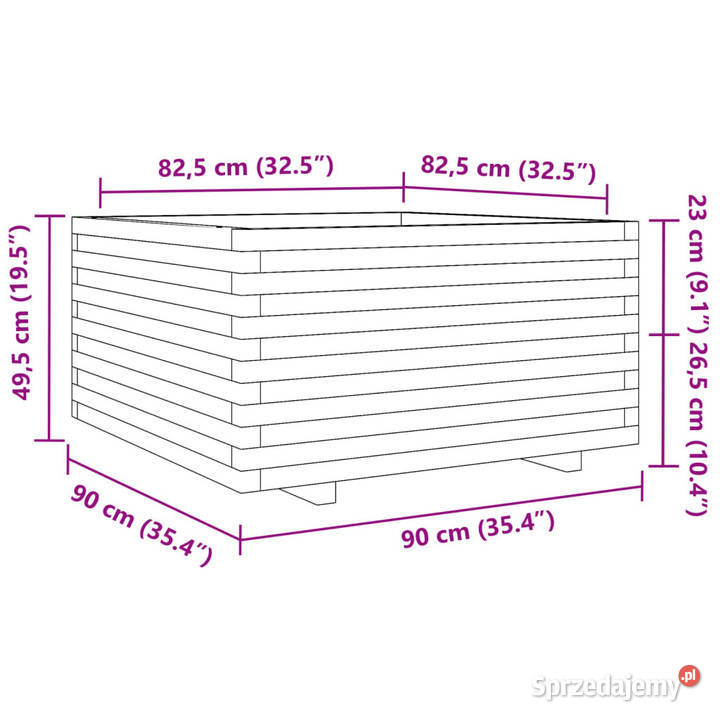 Donica ogrodowa 90x90x495 lite drewno daglezjowe sprzedam
