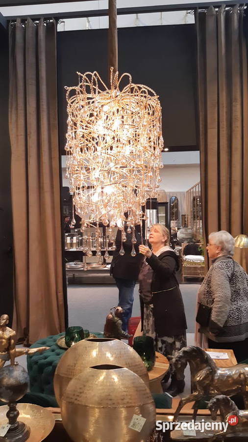 Luksusowy Żyrandol szkło z metaloplastyką HIT odcienie żółtego Łódź