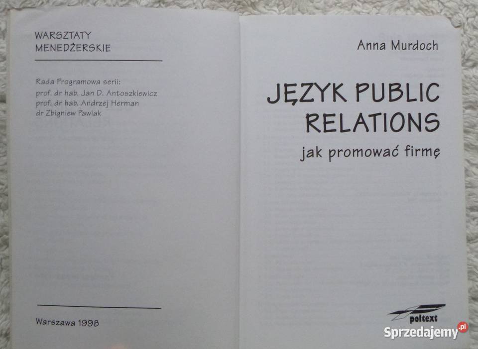 Język public relations promować firmę Anna ISBN 8386890401 Warszawa