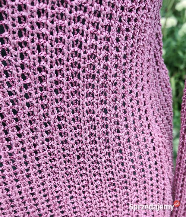Różowy sweter boho M 38 ażurowy szydełkowy różowy Szczecin