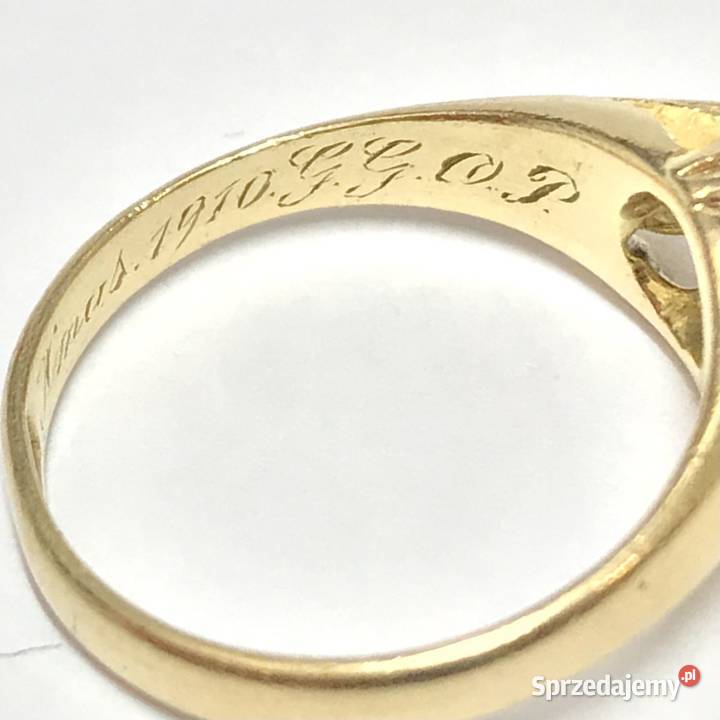 Złoty PIERŚCIONEK 750 18K z DIAMENTEM w starym Pierścionki Warszawa