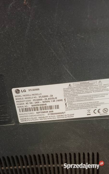 Telewizor LG 37LG2000 na części Telewizory Gorzów Wielkopolski