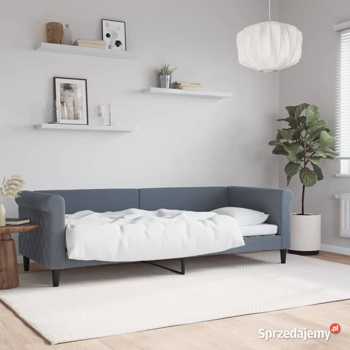 Sofa z funkcją spania ciemnoszara aksamitna 229cm mazowieckie Warszawa sprzedam