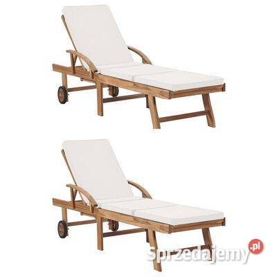 vidaXL Leżaki z poduszkami 2 lite drewno tekowe Warszawa
