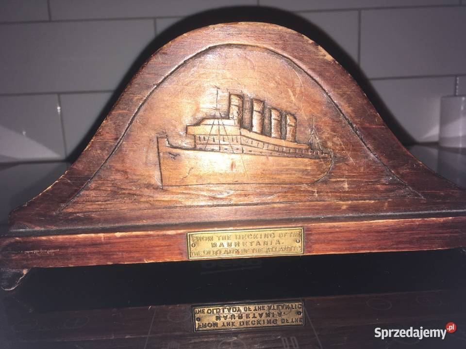 RMS Mauretania stary drewniany pamiątkowy Pruszcz Gdański