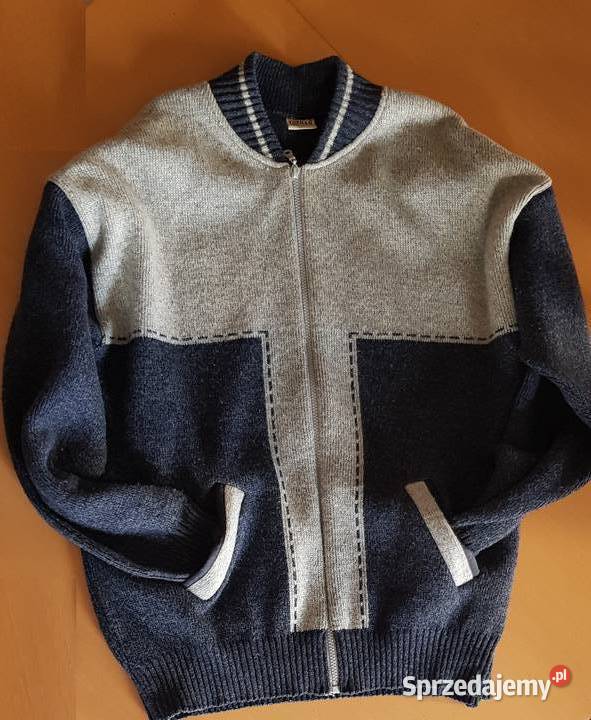 LXL sweter wełniany bluza wool zasuwany polo