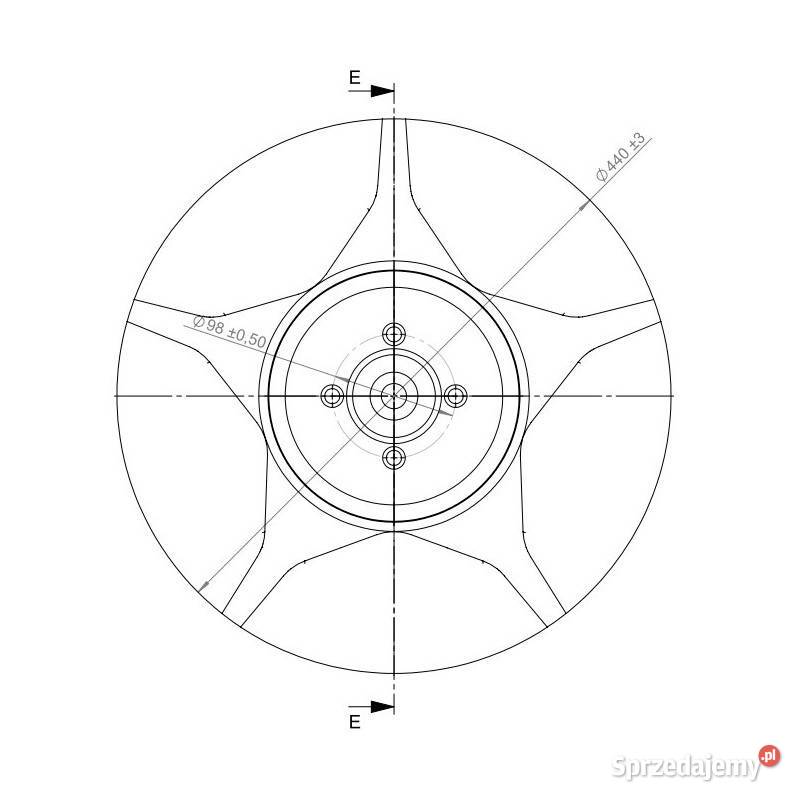 Talerz zębaty 440 mm 4 otworowy grubość 5 mm typ Kamionna