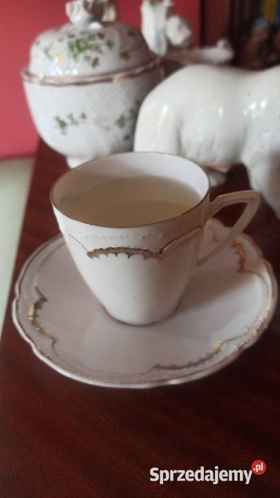 Piękna secesja biało złota Filiżanka Gdańsk