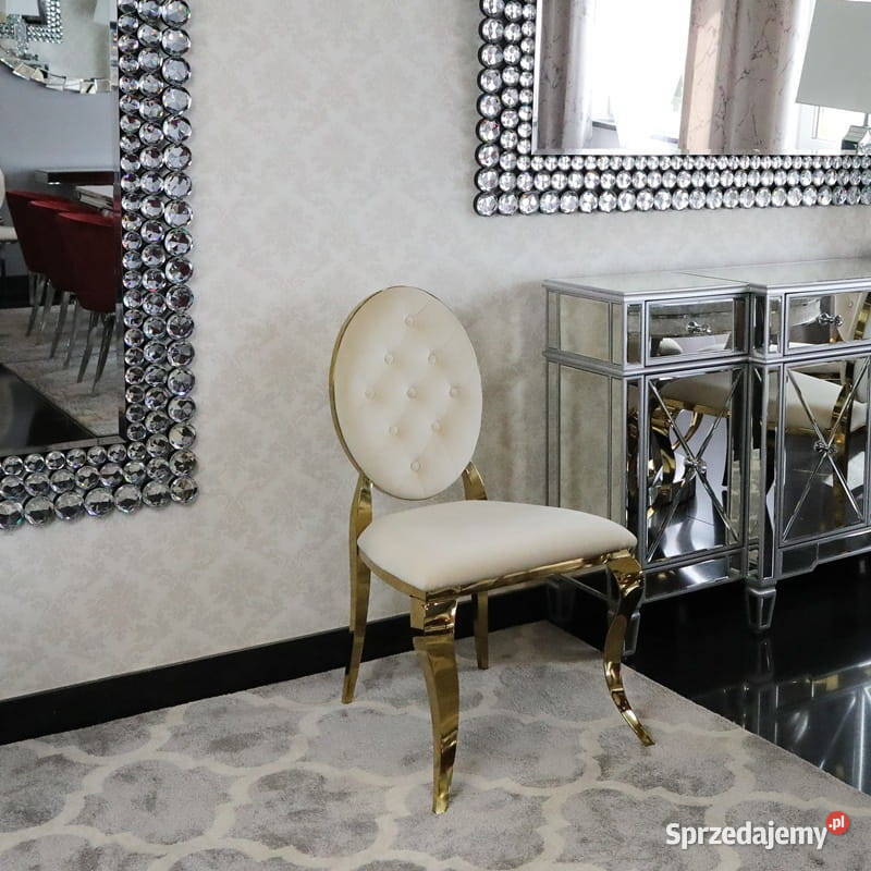 Krzesła glamour Ludwik Pikowane Złote Jadalnia Warszawa sprzedam