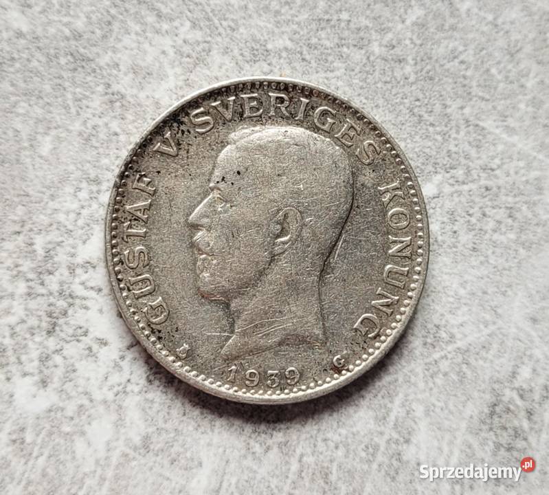 183 SZWECJA srebro 1 Korona 1939 r Wola Kruszyńska