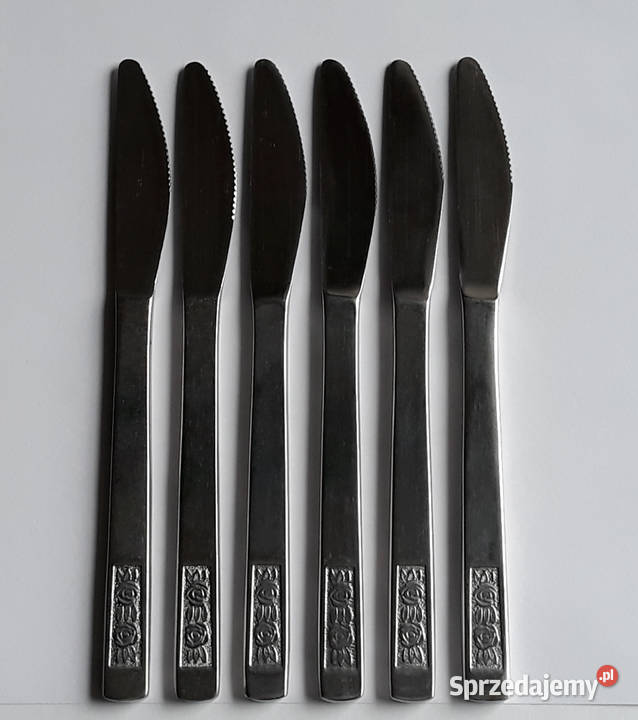 Noże obiadowe 4 RÓŻE Gerlach sztućce PRL Sztućce Dąbrowa Górnicza