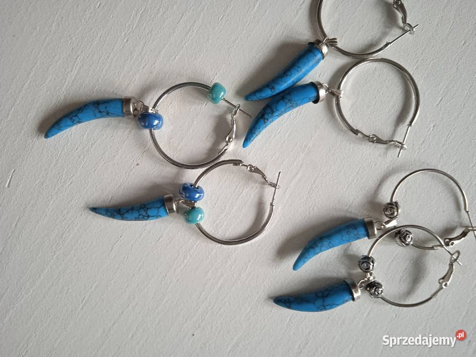 TURKUSOWE OKAZAŁE KOLCZYKI Piła