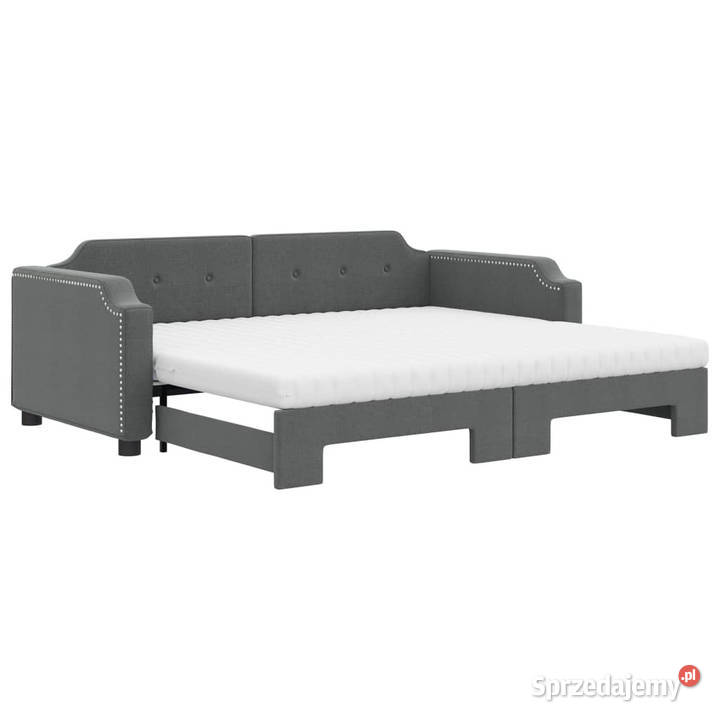 Sofa rozsuwana z materacami ciemnoszara tkanina Łóżka mazowieckie Warszawa sprzedam