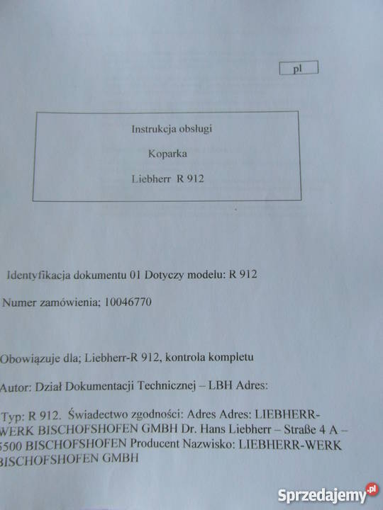dtr instrukcja obsługi koparka liebherr r912 i Książki i Podręczniki Szczecin