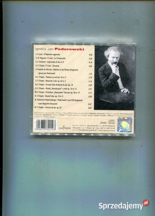 Ignacy Jan Paderewski Król Pianistów Płyta CD zachodniopomorskie