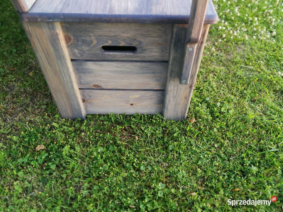 Skrzynia drewniana z oparciem i podłokietnikami świętokrzyskie Radków