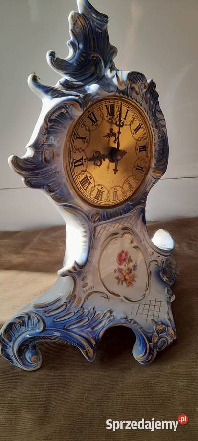 Porcelanowy zegar kominkowy w stylu rokokowym Pleszew