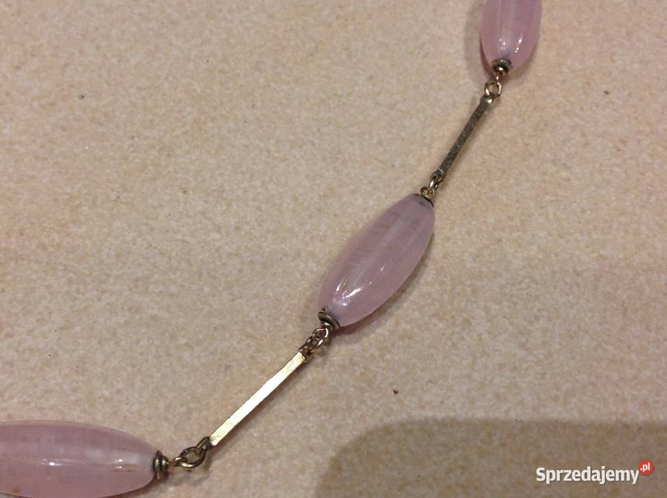 Vintage Naszyjnik Pozłacany Damski Różowy Kwarc lubuskie Nowa Sól sprzedam