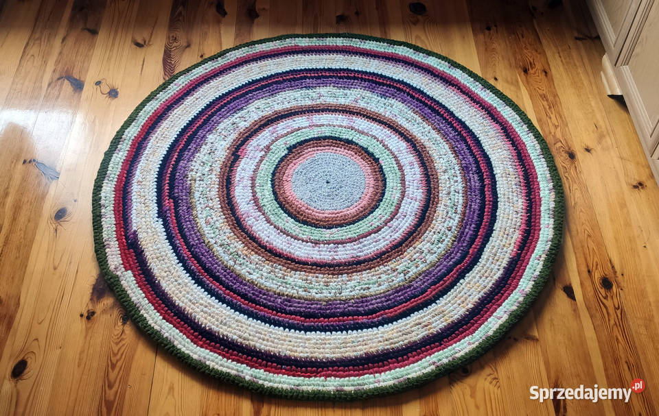 Dywan okrągły średnica 136 rękodzieło zero waste 136m Pozostałe Łódź