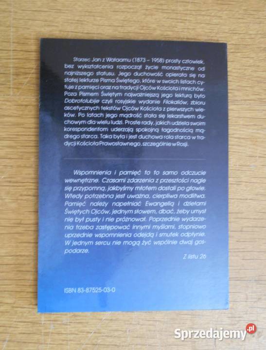 Starzec Jan z Wałaamu Zdobyty płomień listy Proza i poezja Parczew