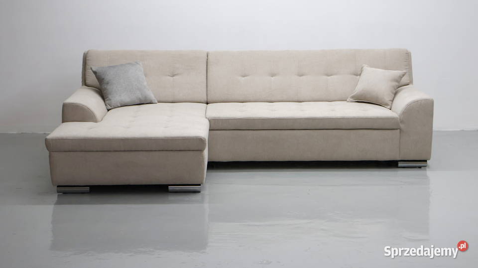 TJE Narożnik funkcją spania BEŻOWA tkanina