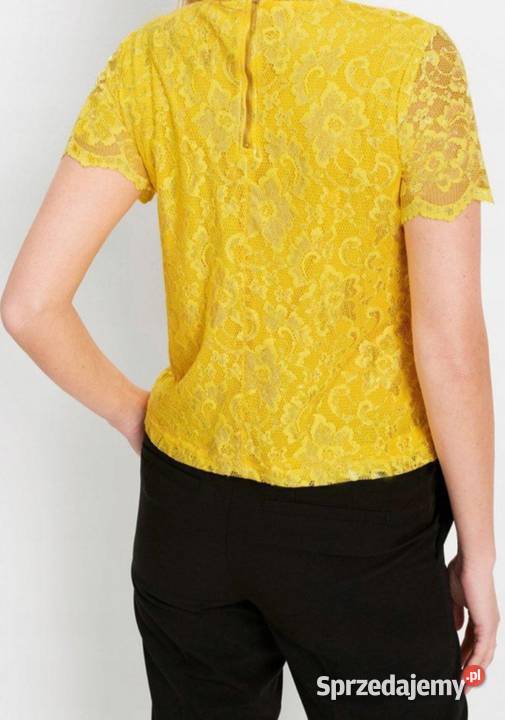 Żółta koronkowa NOWA bluzka damska z zamkiem żółty/złoty Bluzki i koszule Kraków