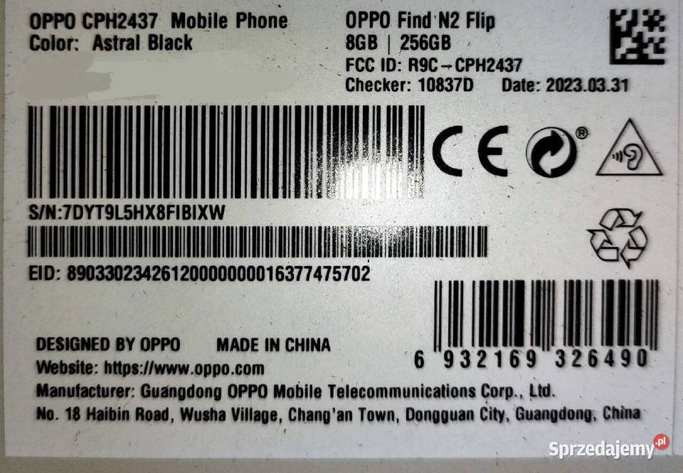 Nowy Oppo find N2 flip 8256 okazja Lublin