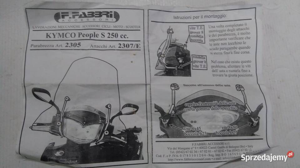 NOWA SZYBA OWIEWKA OSŁONA FABBRI MADE IN ITALY Bielsk Podlaski