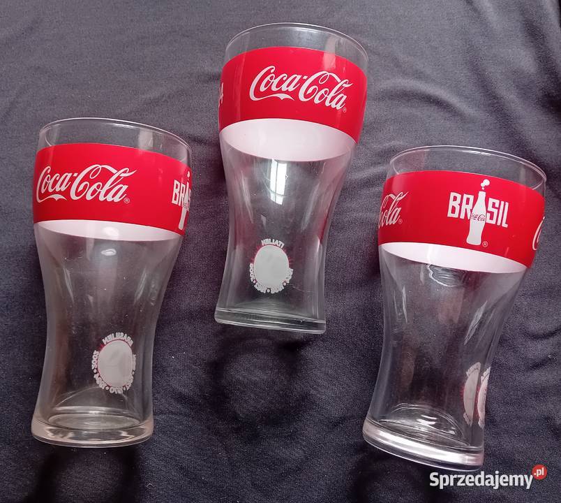 Trzy kolekcjonerskie kibicowskie szklanki Coca Koźminek