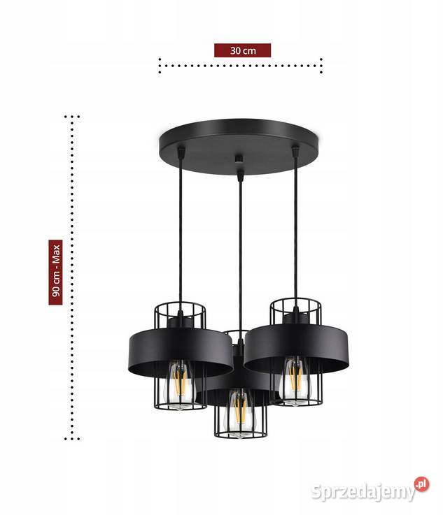 Lampa Wisząca Żyrandol Plafon Czarny Biały LOFT Choroszcz