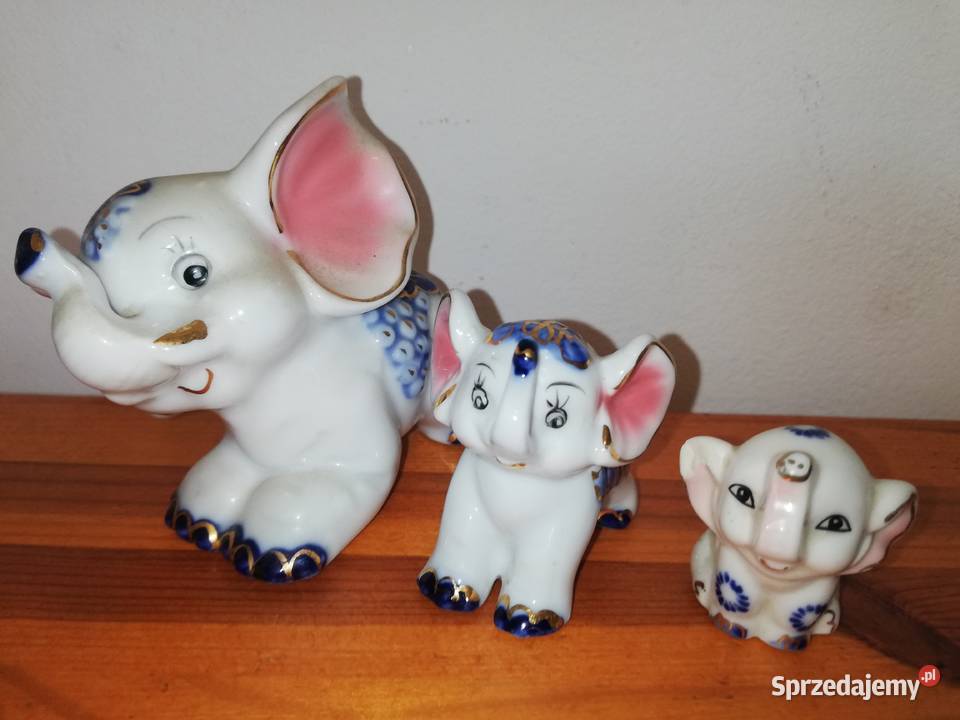 Stare porcelanowe słoniki Kolekcja Warszawa