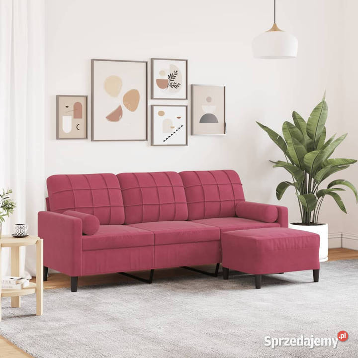 3osobowa sofa z podnóżkiem winna czerwień 180 Warszawa