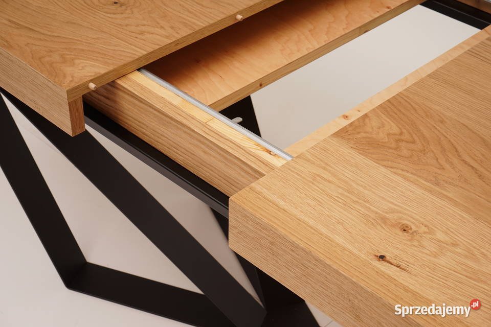 Rozkładany Stół Fornir Dębowy Noga Stal 160 x 90 160cm Toruń