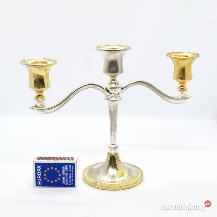 Trójramienny świecznik platerowany Francja Warszawa