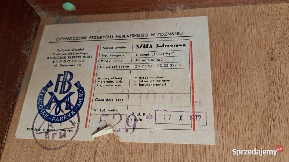 Szafa z lat 70 oryginalny PRL Bydgoskie Fabryki Gdynia