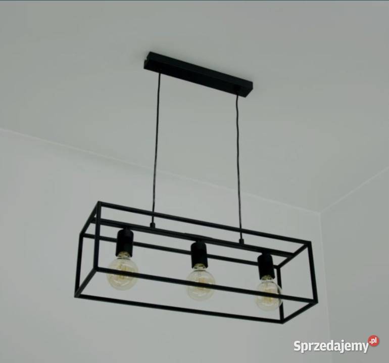 lampa loft wisząca czarna z żarówkami plafon Bełchatów