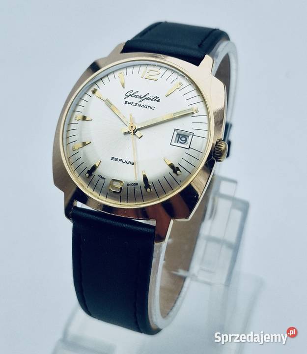 Pozłacany zegarek GLASHUTTE SPEZIMATIC 26 rubis