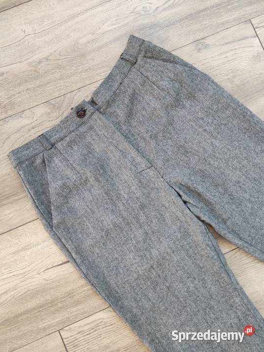Wełniane spodnie Marks Spencer Jodełka Vintage Jasło