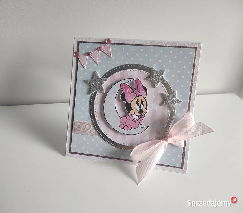 Kartka ręcznie robiona na urodziny Roczek Myszka Łódź
