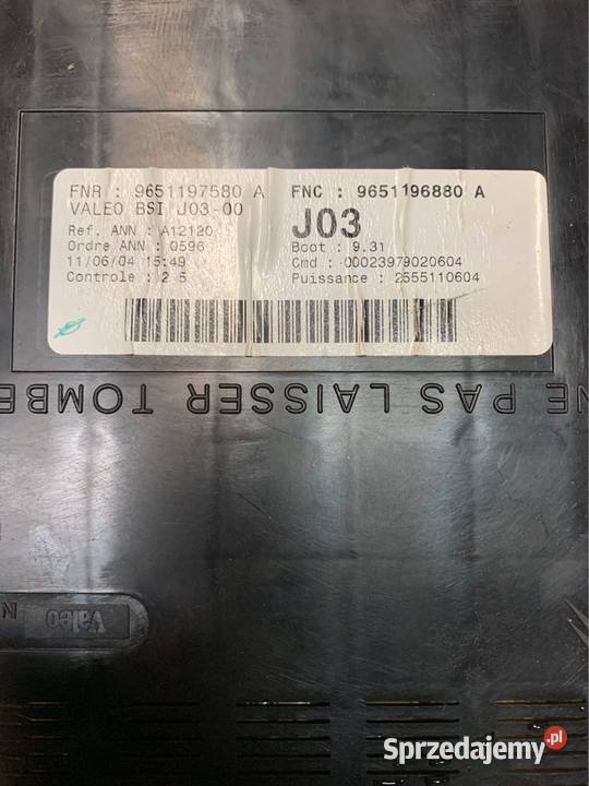 Bsi j03 peugeot 307 citroen 9651196880A Rok produkcji 2005 Układ elektryczny Szczecin sprzedam