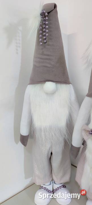 Skrzaty świąteczne krasnale gnomy para pudrowy Lipnica