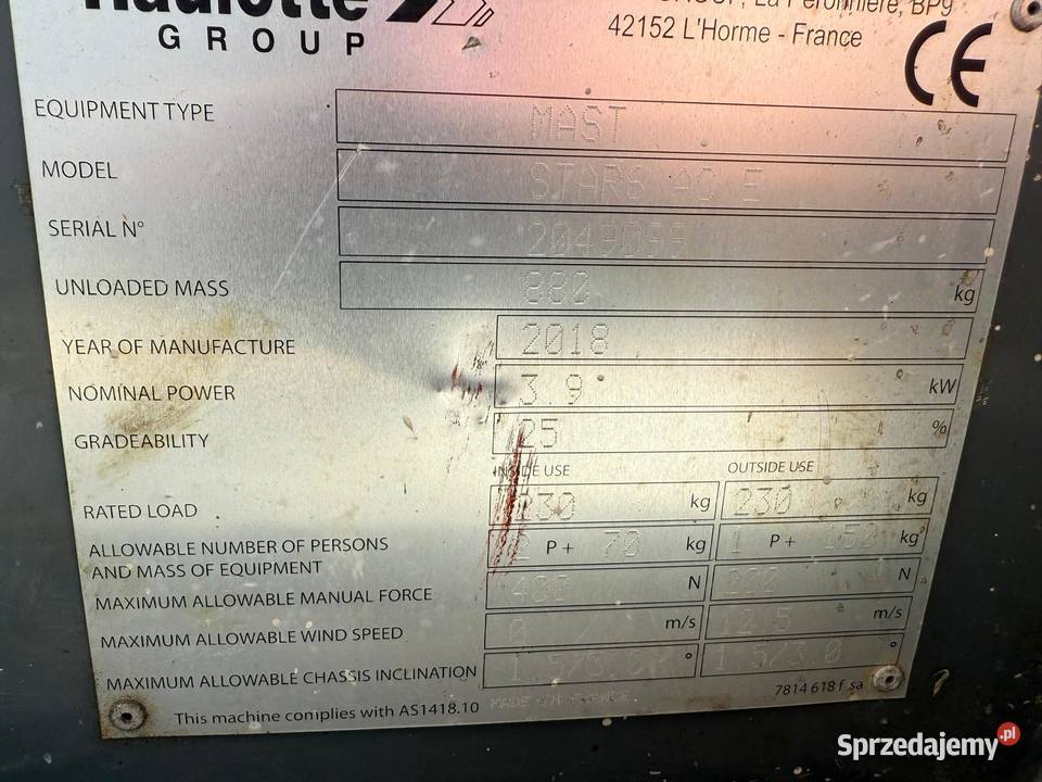 Haulotte Star 6 zwyżka podnośnik 2018r JLG Genie Konin
