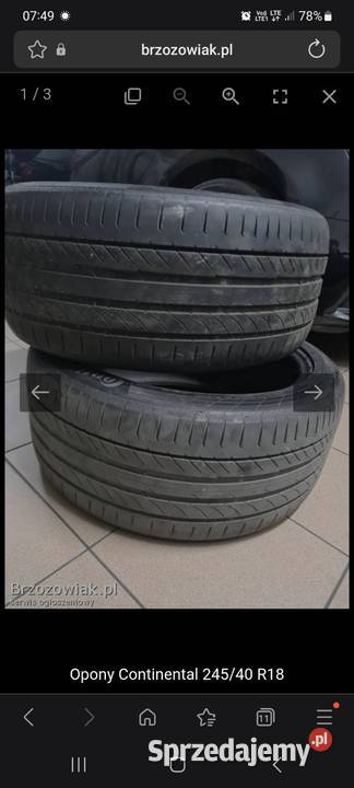 Opony Continental 24540 R18 245 sprzedam
