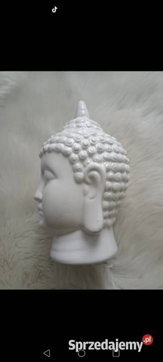 Głowa buddy rzeźba ceramiczna biała