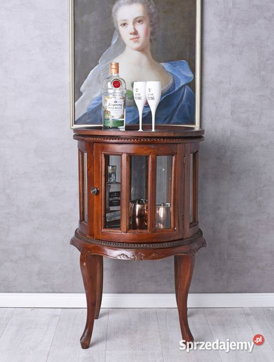 Drewniany Piękny Okrągły Barek na Alkohol Taca Kraków