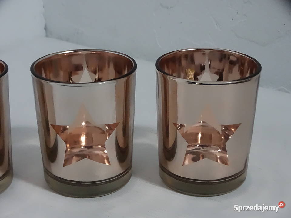 Komplet 4 świeczników Rose Gold z wyciętą Biłgoraj