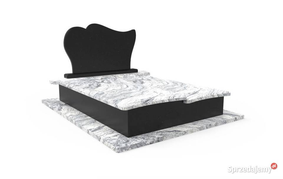 Nagrobek Granitowy Podwójny Premium Czarno Biały Mieleszynek