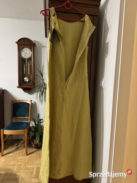 Sukienka damska 34 Massimo Dutti limonkowa z lnu Długość Maxi śląskie Częstochowa
